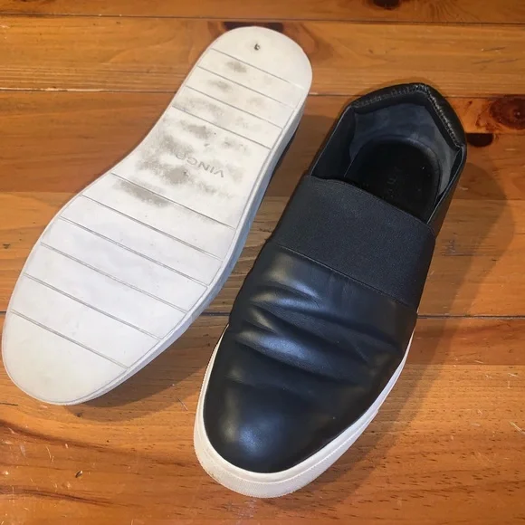 Vince Women’s Black Leather Slip On Sneakers - Picture 5 of 5